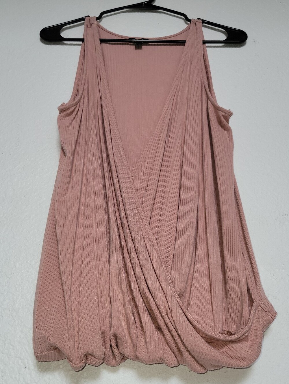 Express Dusty Rose Ribbed Faux Wrap Tank